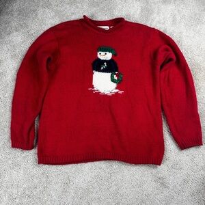Norm Thompson Snowman Ugly Christmas Sweater Holiday Winter Festive Knit Size L